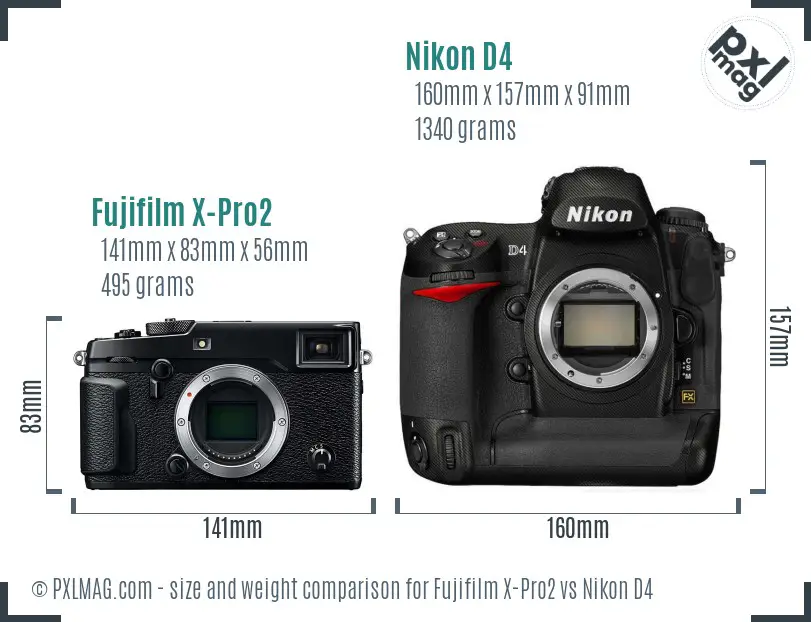 Fujifilm X-Pro2 vs Nikon D4 size comparison Fujifilm X-Pro2 vs Nikon D4 size comparison