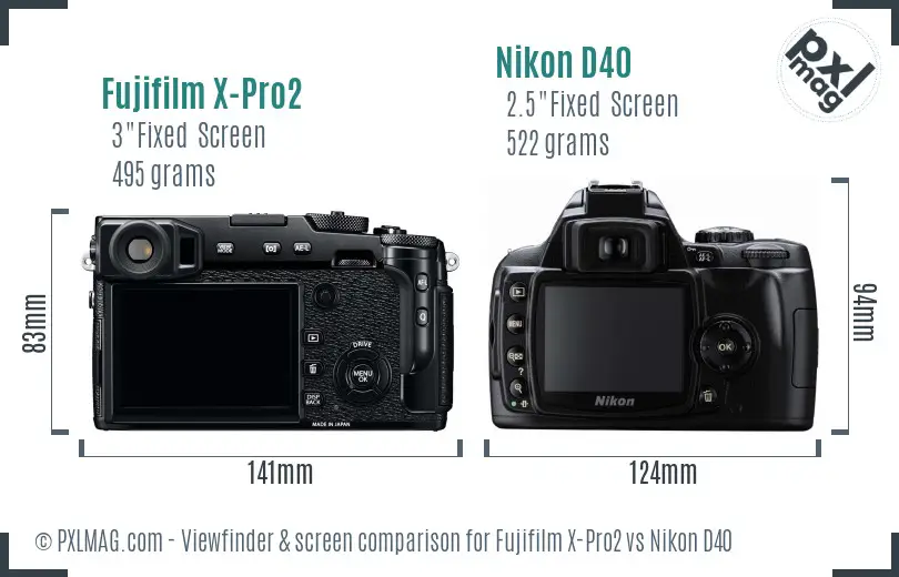 Fujifilm X-Pro2 vs Nikon D40 Screen and Viewfinder comparison Fujifilm X-Pro2 vs Nikon D40 Screen and Viewfinder comparison