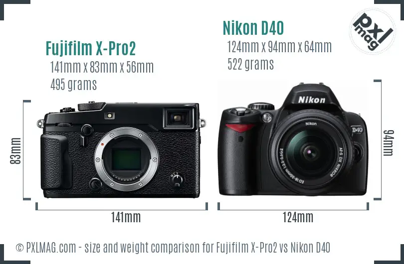 Fujifilm X-Pro2 vs Nikon D40 size comparison Fujifilm X-Pro2 vs Nikon D40 size comparison