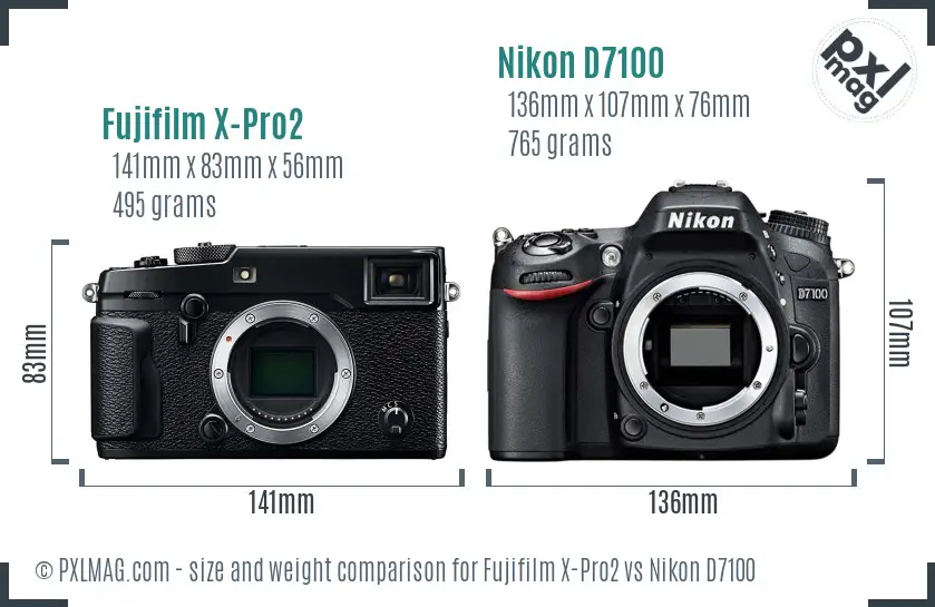 Fujifilm X-Pro2 vs Nikon D7100 size comparison Fujifilm X-Pro2 vs Nikon D7100 size comparison