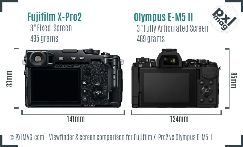 Fujifilm X-Pro2 vs Olympus E-M5 II Screen and Viewfinder comparison Fujifilm X-Pro2 vs Olympus E-M5 II Screen and Viewfinder comparison
