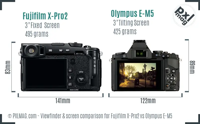 Fujifilm X-Pro2 vs Olympus E-M5 Screen and Viewfinder comparison