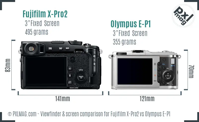 Fujifilm X-Pro2 vs Olympus E-P1 Screen and Viewfinder comparison