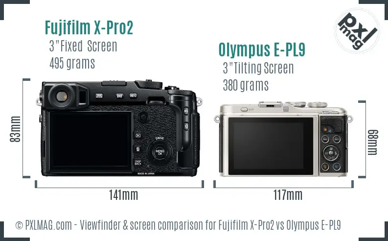 Fujifilm X-Pro2 vs Olympus E-PL9 Screen and Viewfinder comparison Fujifilm X-Pro2 vs Olympus E-PL9 Screen and Viewfinder comparison