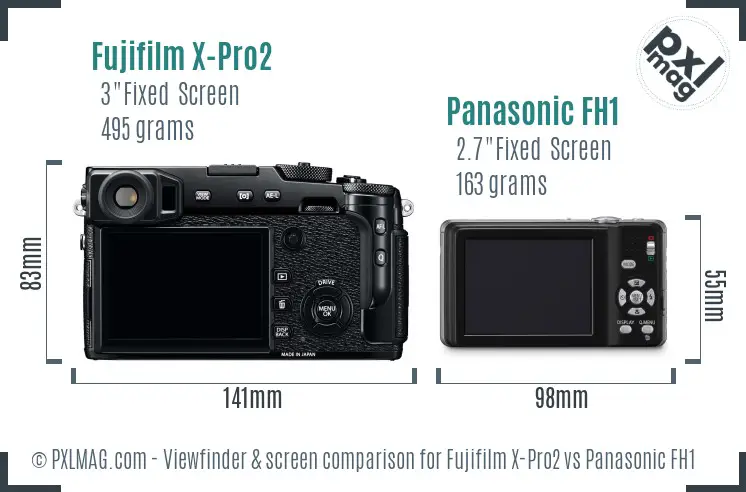 Fujifilm X-Pro2 vs Panasonic FH1 Screen and Viewfinder comparison