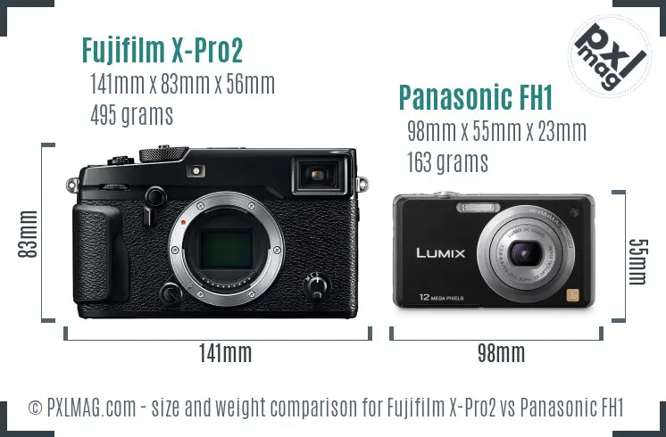 Fujifilm X-Pro2 vs Panasonic FH1 size comparison