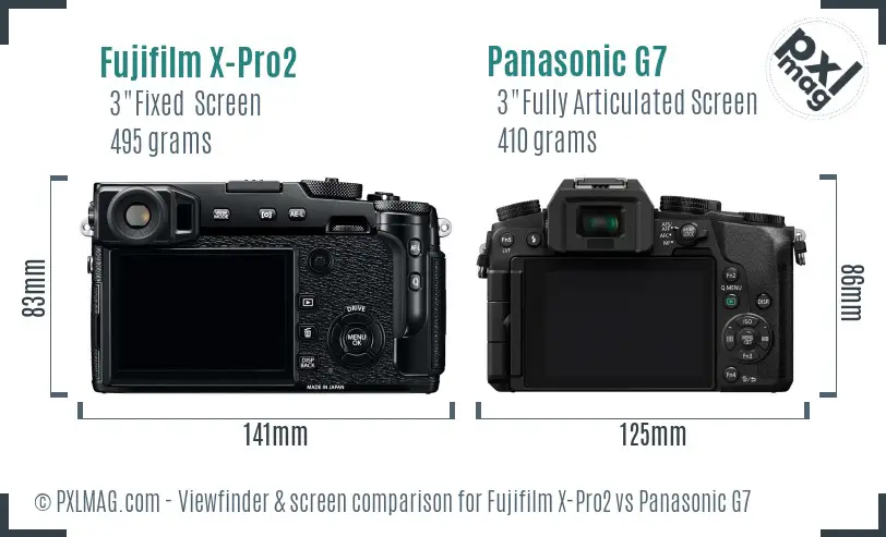 Fujifilm X-Pro2 vs Panasonic G7 Screen and Viewfinder comparison