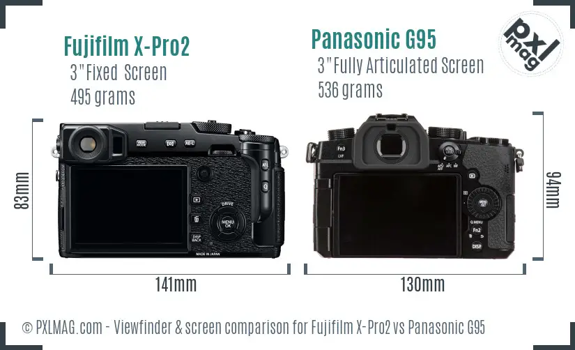Fujifilm X-Pro2 vs Panasonic G95 Screen and Viewfinder comparison