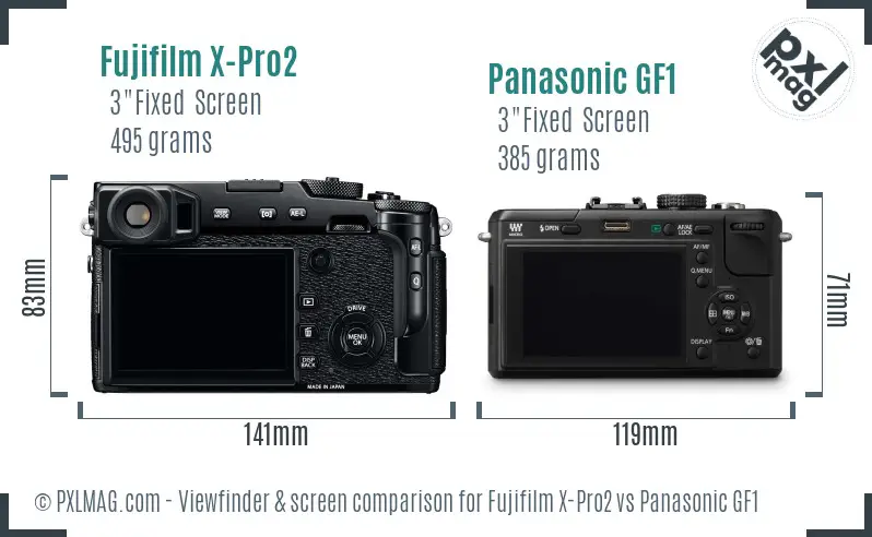 Fujifilm X-Pro2 vs Panasonic GF1 Screen and Viewfinder comparison