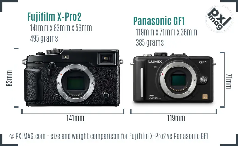 Fujifilm X-Pro2 vs Panasonic GF1 size comparison