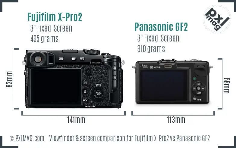 Fujifilm X-Pro2 vs Panasonic GF2 Screen and Viewfinder comparison