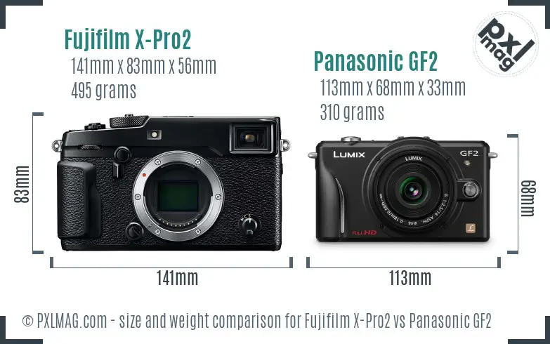 Fujifilm X-Pro2 vs Panasonic GF2 size comparison