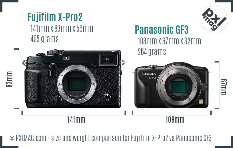 Fujifilm X-Pro2 vs Panasonic GF3 size comparison