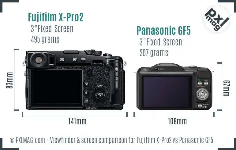 Fujifilm X-Pro2 vs Panasonic GF5 Screen and Viewfinder comparison