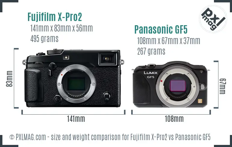 Fujifilm X-Pro2 vs Panasonic GF5 size comparison