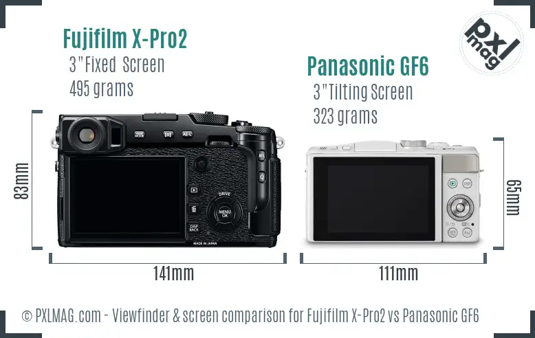 Fujifilm X-Pro2 vs Panasonic GF6 Screen and Viewfinder comparison Fujifilm X-Pro2 vs Panasonic GF6 Screen and Viewfinder comparison