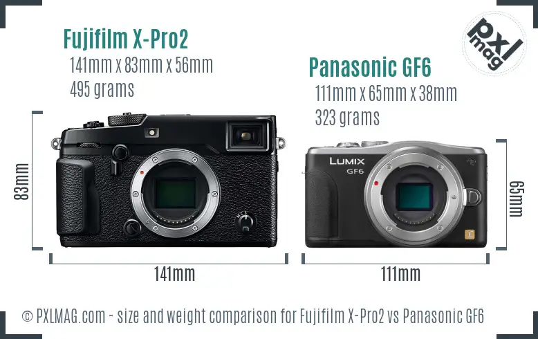Fujifilm X-Pro2 vs Panasonic GF6 size comparison Fujifilm X-Pro2 vs Panasonic GF6 size comparison