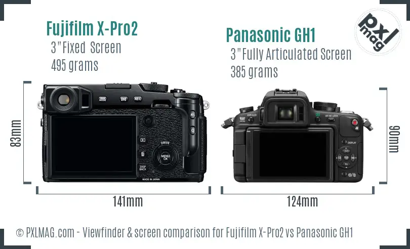 Fujifilm X-Pro2 vs Panasonic GH1 Screen and Viewfinder comparison