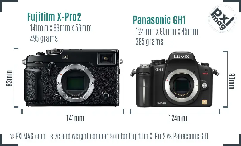 Fujifilm X-Pro2 vs Panasonic GH1 size comparison