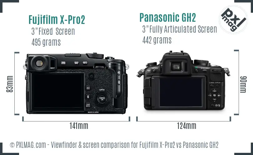 Fujifilm X-Pro2 vs Panasonic GH2 Screen and Viewfinder comparison