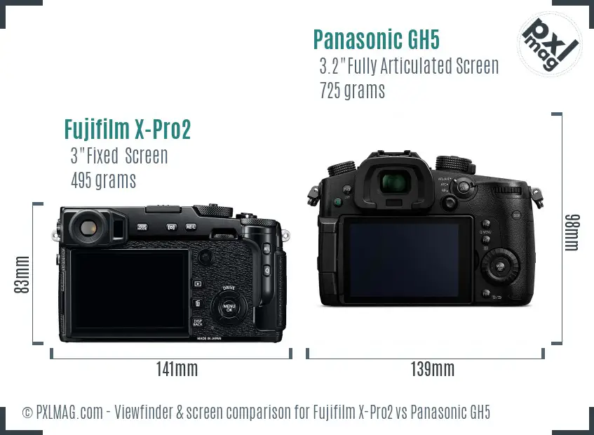 Fujifilm X-Pro2 vs Panasonic GH5 Screen and Viewfinder comparison Fujifilm X-Pro2 vs Panasonic GH5 Screen and Viewfinder comparison
