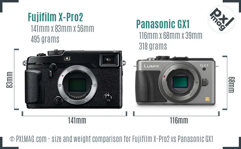 Fujifilm X-Pro2 vs Panasonic GX1 size comparison