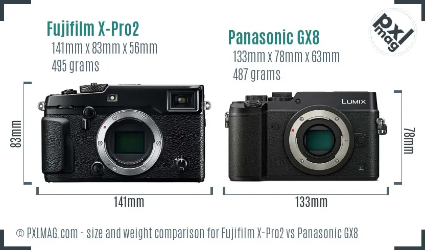 Fujifilm X-Pro2 vs Panasonic GX8 size comparison
