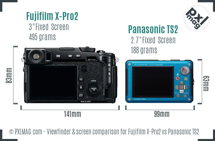 Fujifilm X-Pro2 vs Panasonic TS2 Screen and Viewfinder comparison