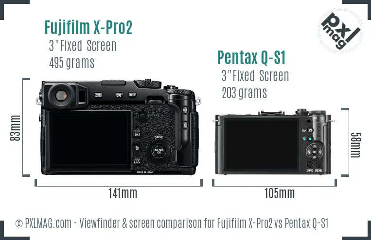 Fujifilm X-Pro2 vs Pentax Q-S1 Screen and Viewfinder comparison