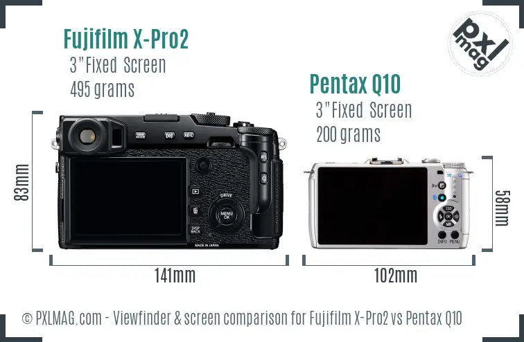Fujifilm X-Pro2 vs Pentax Q10 Screen and Viewfinder comparison