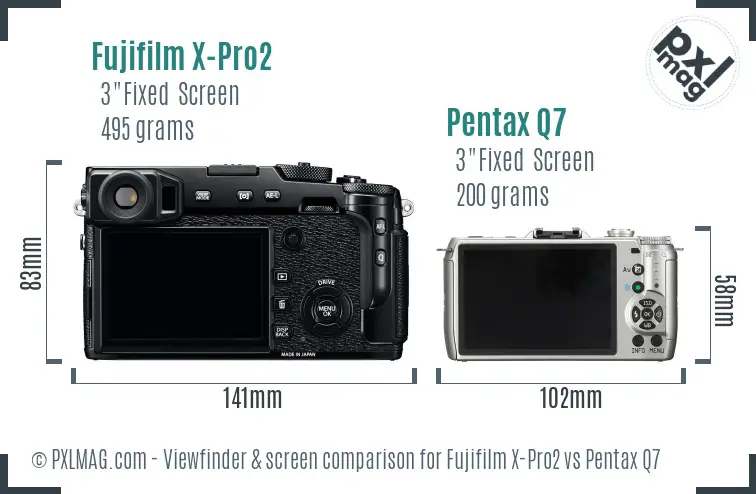 Fujifilm X-Pro2 vs Pentax Q7 Screen and Viewfinder comparison