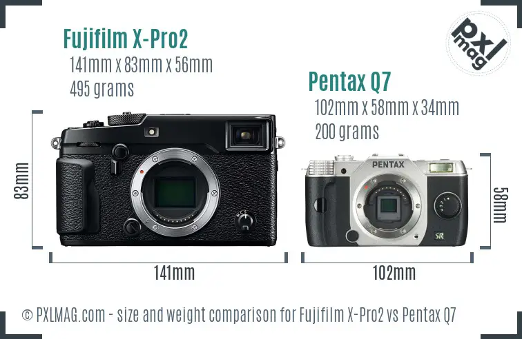 Fujifilm X-Pro2 vs Pentax Q7 size comparison