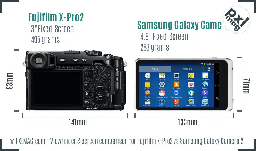 Fujifilm X-Pro2 vs Samsung Galaxy Camera 2 Screen and Viewfinder comparison