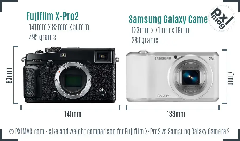 Fujifilm X-Pro2 vs Samsung Galaxy Camera 2 size comparison