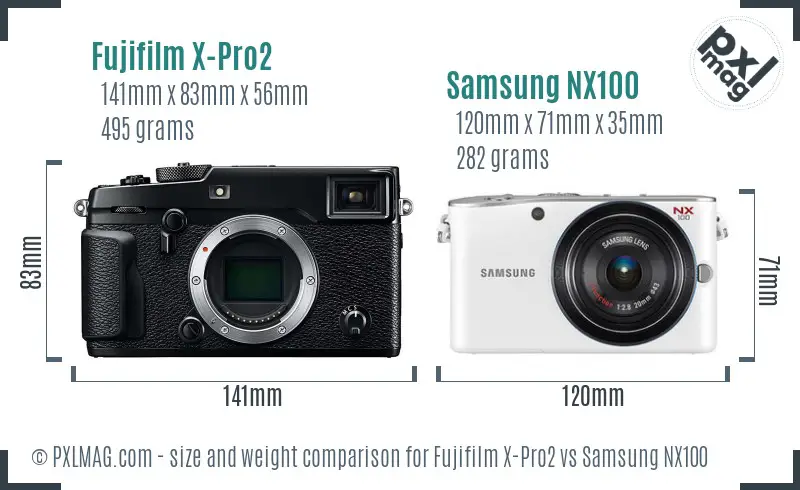 Fujifilm X-Pro2 vs Samsung NX100 size comparison