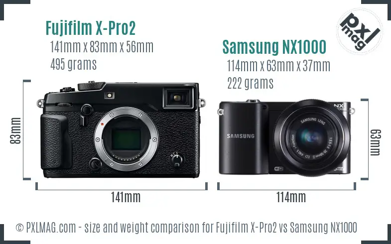 Fujifilm X-Pro2 vs Samsung NX1000 size comparison