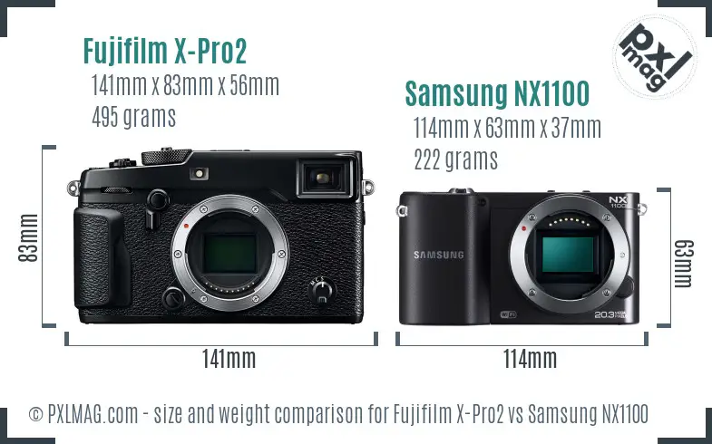 Fujifilm X-Pro2 vs Samsung NX1100 size comparison