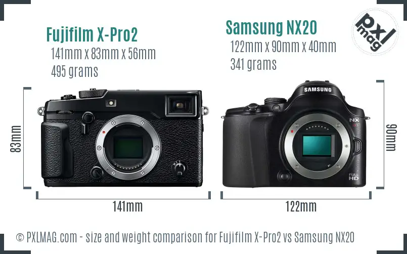 Fujifilm X-Pro2 vs Samsung NX20 size comparison