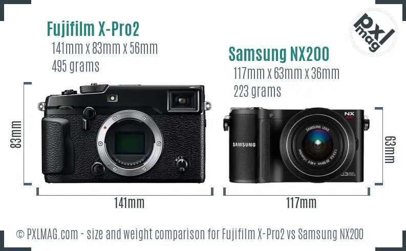 Fujifilm X-Pro2 vs Samsung NX200 size comparison Fujifilm X-Pro2 vs Samsung NX200 size comparison