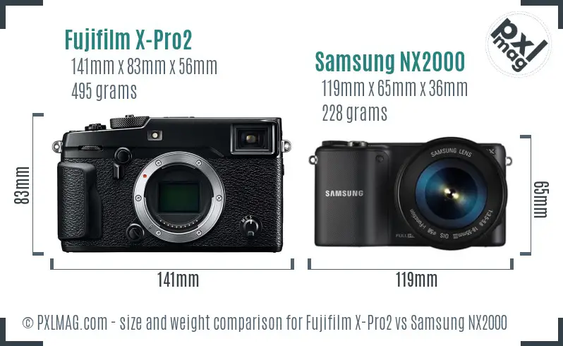 Fujifilm X-Pro2 vs Samsung NX2000 size comparison