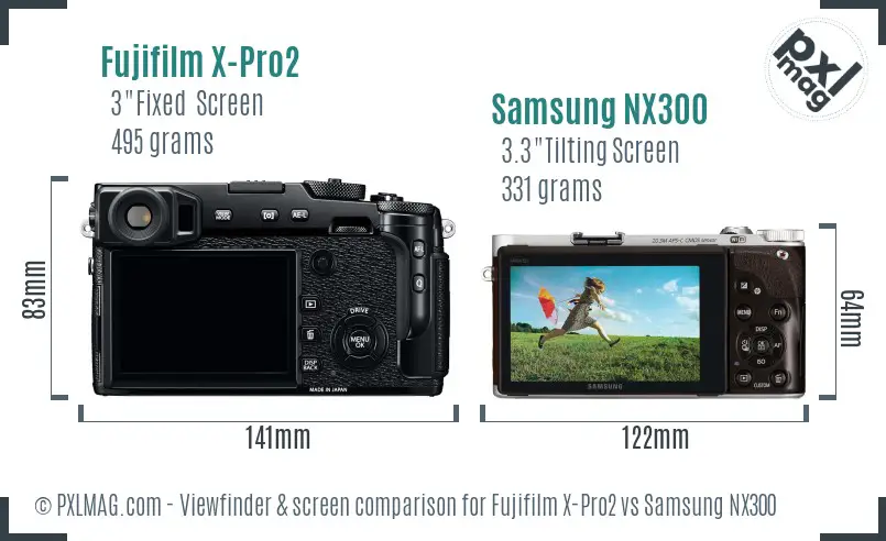 Fujifilm X-Pro2 vs Samsung NX300 Screen and Viewfinder comparison