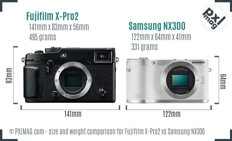 Fujifilm X-Pro2 vs Samsung NX300 size comparison