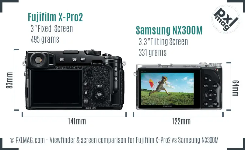 Fujifilm X-Pro2 vs Samsung NX300M Screen and Viewfinder comparison