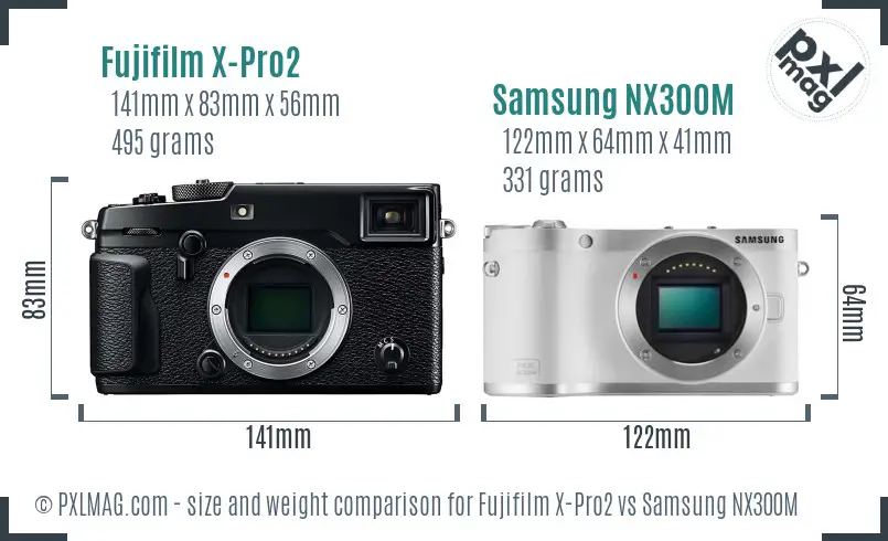 Fujifilm X-Pro2 vs Samsung NX300M size comparison