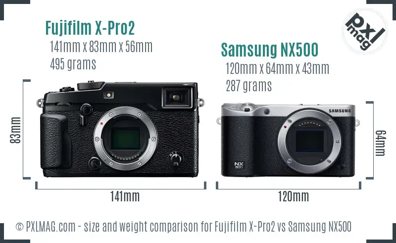 Fujifilm X-Pro2 vs Samsung NX500 size comparison Fujifilm X-Pro2 vs Samsung NX500 size comparison