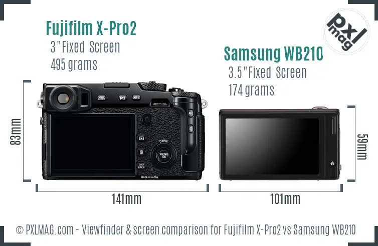 Fujifilm X-Pro2 vs Samsung WB210 Screen and Viewfinder comparison