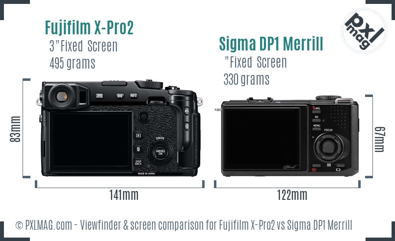 Fujifilm X-Pro2 vs Sigma DP1 Merrill Screen and Viewfinder comparison