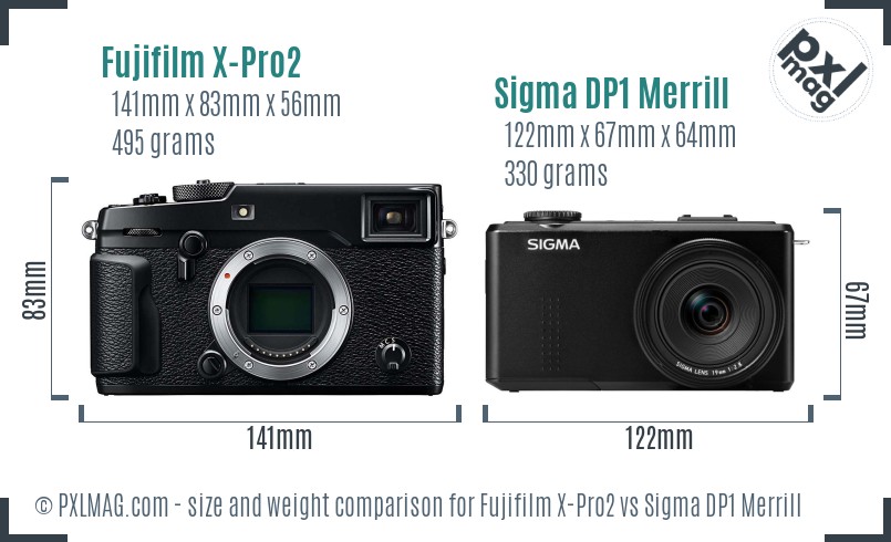 Fujifilm X-Pro2 vs Sigma DP1 Merrill size comparison