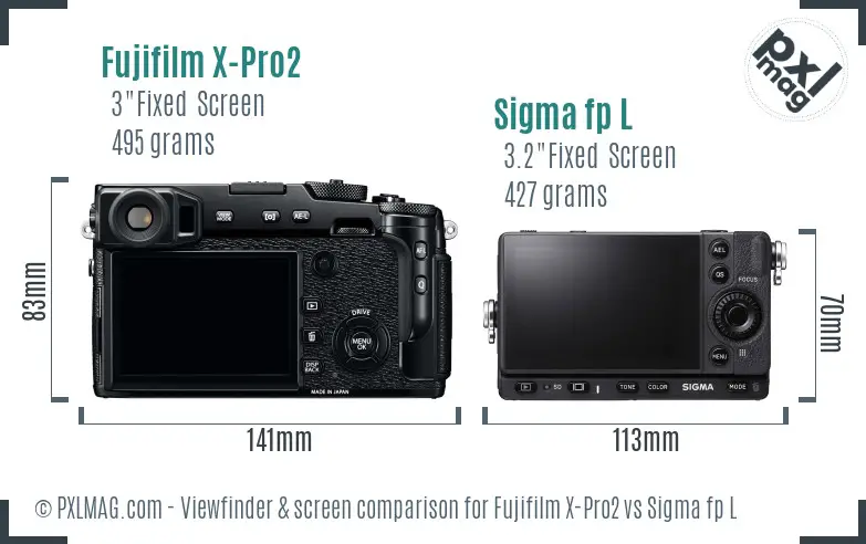 Fujifilm X-Pro2 vs Sigma fp L Screen and Viewfinder comparison