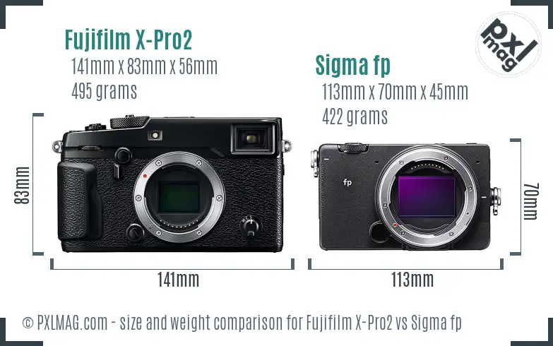 Fujifilm X-Pro2 vs Sigma fp size comparison